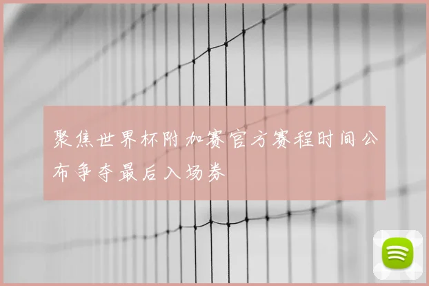 聚焦世界杯附加赛官方赛程时间公布争夺最后入场券